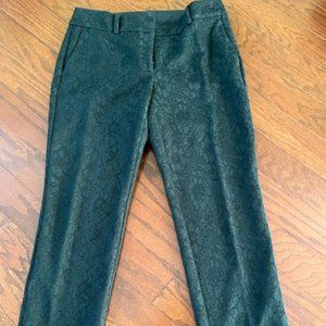 Ann Taylor Factory dark green, brocade ladies slacks, sz8P Modern